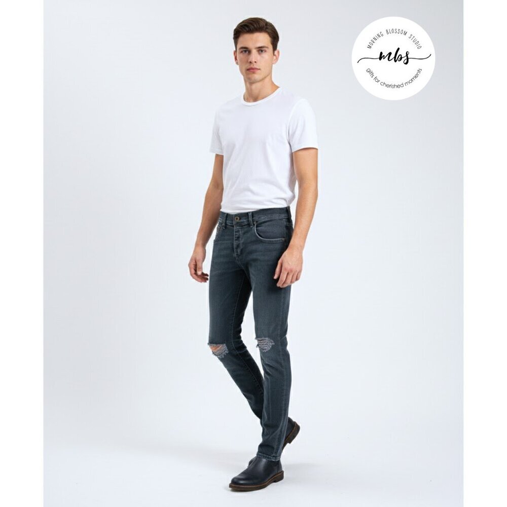 Rag & Bone Standard Issue Mid Rise Button Fly Skinny Leg Distressed Jeans Men 32